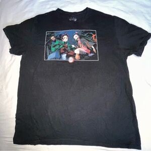 Men’s Vibrant Black Short Sleeve Tee with Demon Slayer Graphic